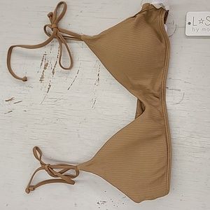 L*Space Tan Bikini Top Triangle Tie straps